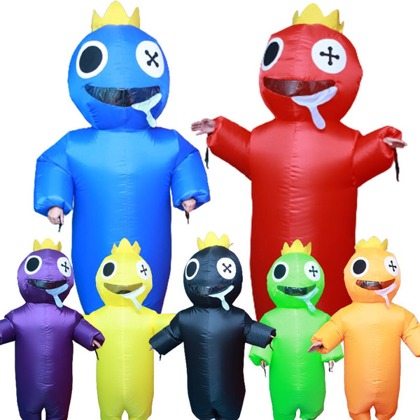 Rainbow Costume Inflatable Kids Adults Girl Boy Woman Men Blue Mascot Halloween Cosplay Blow Up Suit Birthday Party Gift