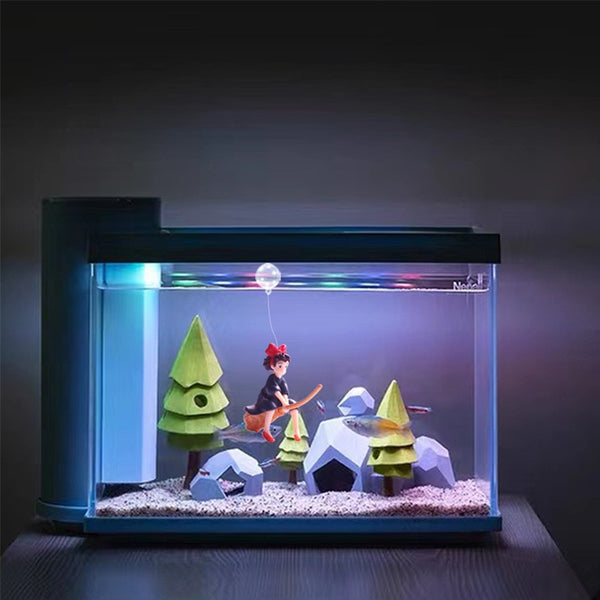 Aquarium Home Decoration Anime Little Witch Kiki's Delivery Service Ride Broom Float Miniatures Landscaping Ornament Fish Tank