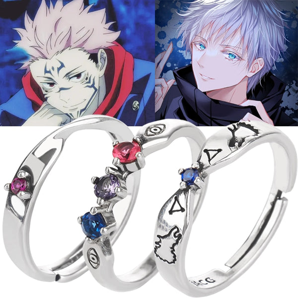 Anime Jujutsu cos Kaisen Ring Itadori Yuji Gojo Satoru Cosplay Adjustable Unisex Rings Jewelry Prop Accessories Gifts