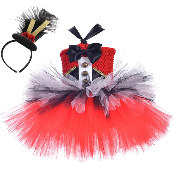 Circus Ringmaster Tutu Dress Girls Carnival Party Punk Rock Clothes Baby Kids Christmas Halloween Magician Nutcracker Costume