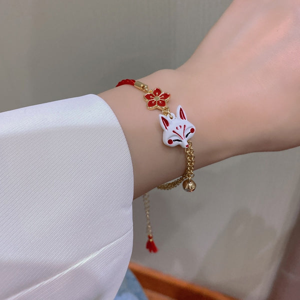 Animal Cartoon Bracelet Women Fashion Flower Bell Anime Fox Mask Pendant Bracelets Jewelry Accessories Gift