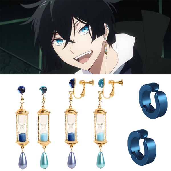 Anime The Case Study of Vanitas Drop Earrings Cosplay Mental Ear Studs Cuffs Set Ear Clips Jewelry Props Pendant Accessories