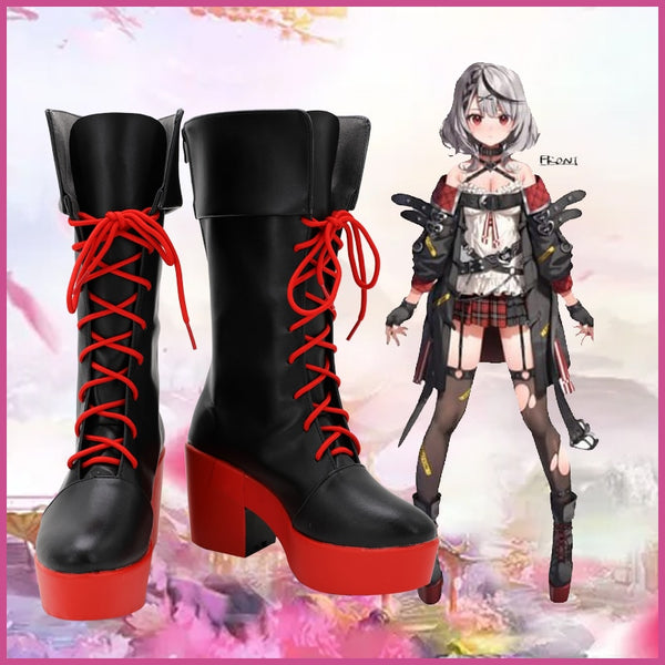 Vtuberer HOLOLIVEve Sakamatata Chloeoe Cosplay Shoes PU Boots Halloween Cosplay Prop For Adult Women