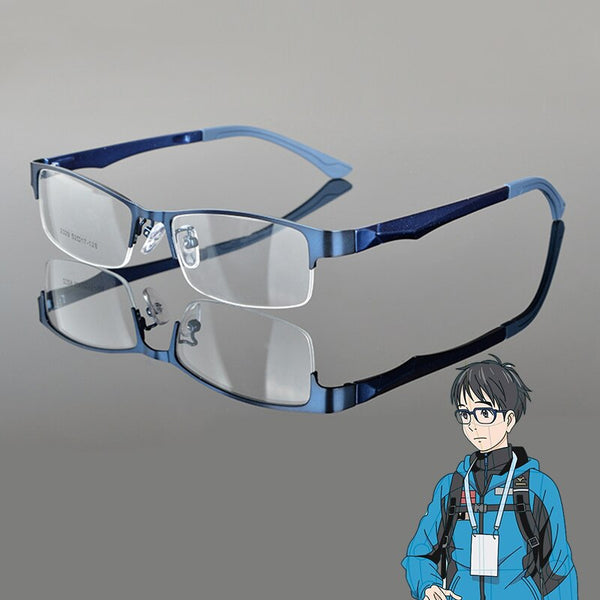 Anime Yuri Eyewear On Ice Katsuki Yuuri Cosplay Glasses Props Blue Half Frame Glasses With Lens