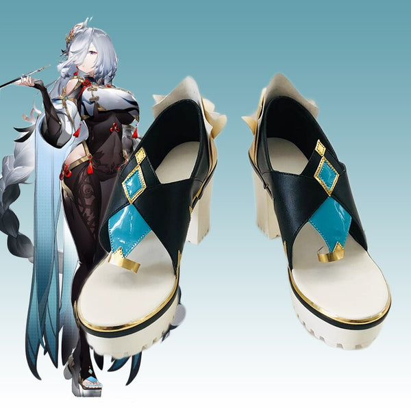 Game Genshin Impact Shenhe shoes Shenhe Cosplay boots Shoes Halloween Carnival Earring Accessories