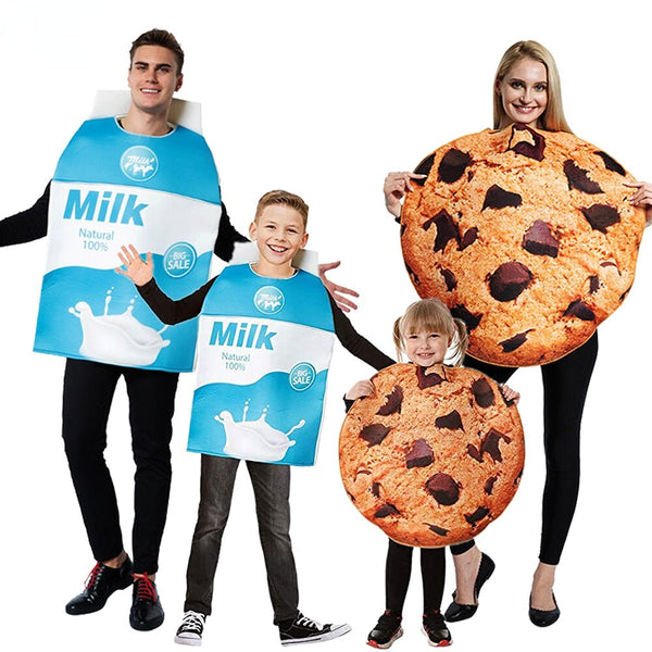 Eraspooky   Funny food  milk biscuit  Cosplay Halloween costume, adult women, children, Christmas party, group, family matching