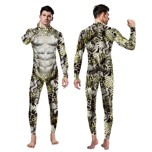 Halloween Serpentine 3D Print Outfit Purim Cosplay Costume Carnival Clothes Zentai Adult Men Bodysuit Jumpsuit Festival Party