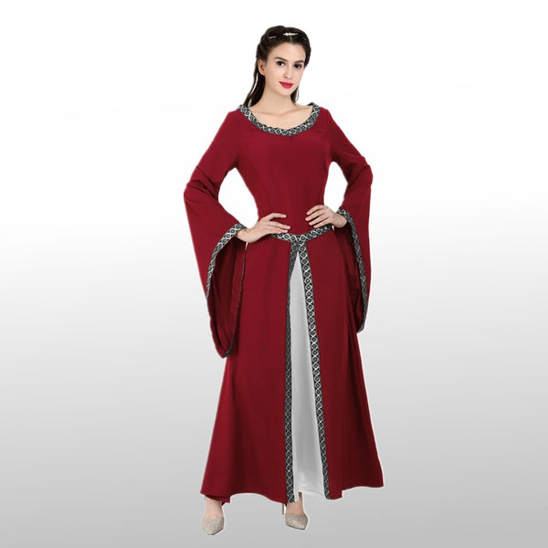 Women Medieval Costume Renaissance Cosplay 18th Century Palace Princess Dress Vintage Medieval Long Dress Tailed Dress Cosplay Costume