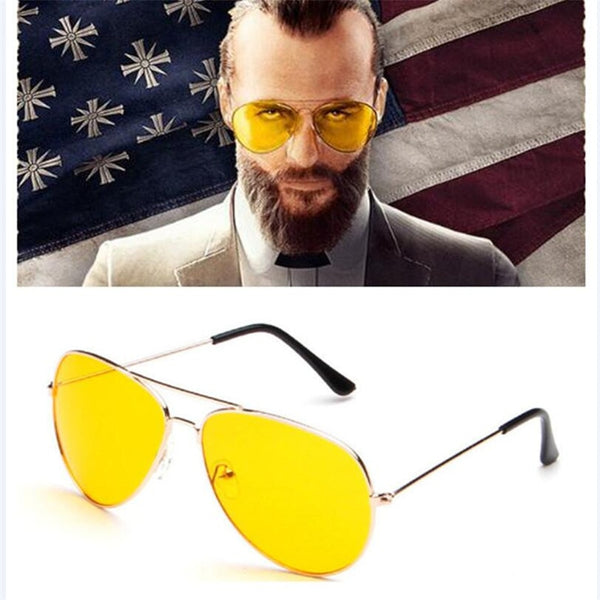 Game FARar CRY You 5 Cosplay Props Sunglasses Preacherer Josephph Seeded Eyewear Yellow Cosplay Accessories Driver Glasses