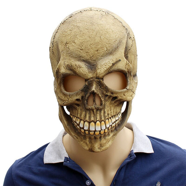 Realistic Scary Skull Mask Full Head Latex Horror Ghost Halloween Party Mask Costume Cosplay Props Funny Adult One size