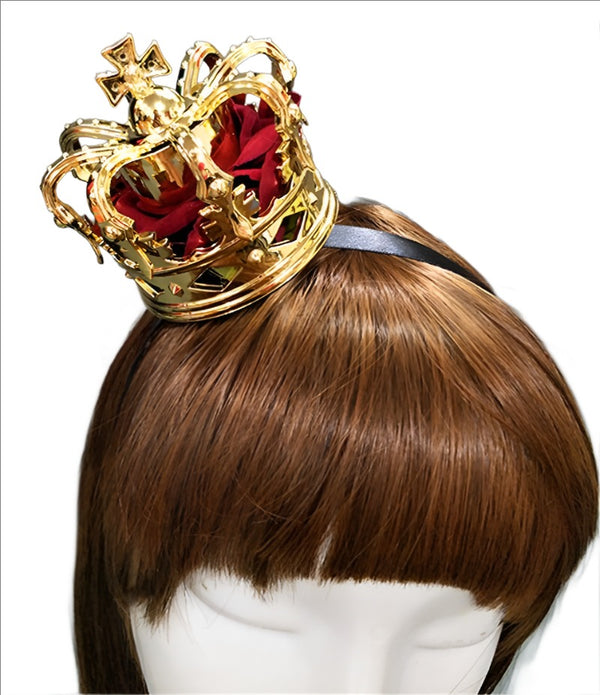 10 Colors Lolita British Imperial Crown Head Clip Rose Headband Princess Headwear Hairpin Halloween Cosplay Accessories