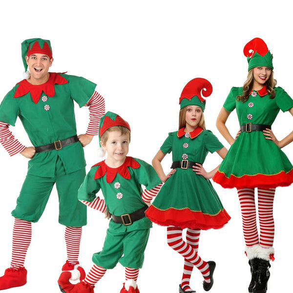 Christmas Outfit Girls Holiday Elfs Costume Family Christmas Costume Parent Children Women Christmas Dress