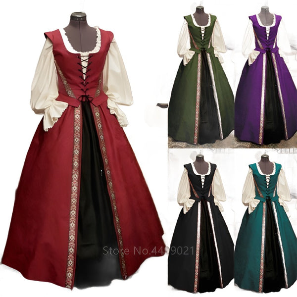 Cosplay Medieval Renaissance Gown Robe Victoria Palace Princess Dress Halloween Carnival Party Costumes for Women Adult Costumes