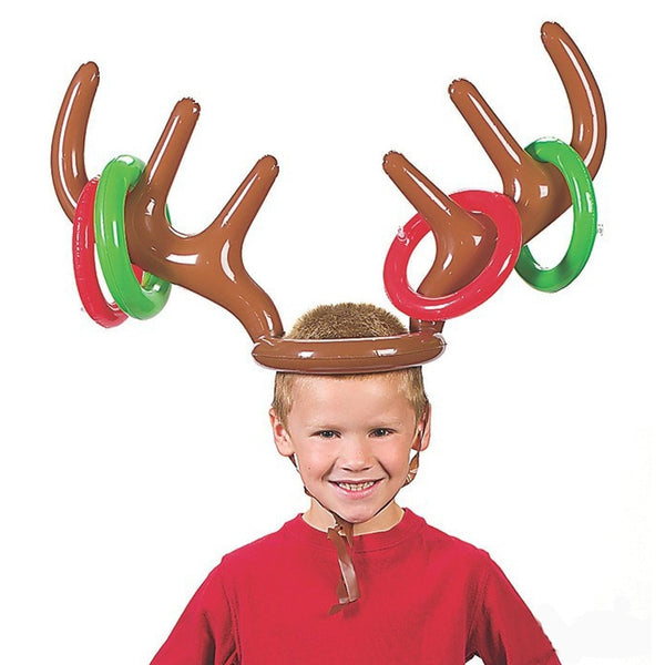 Christmas Game Inflatable Reindeer Antler Hat Ring Toss Christmas Gift for Kids Navidad Natal New Year Gift Game Xmas Decor Noel