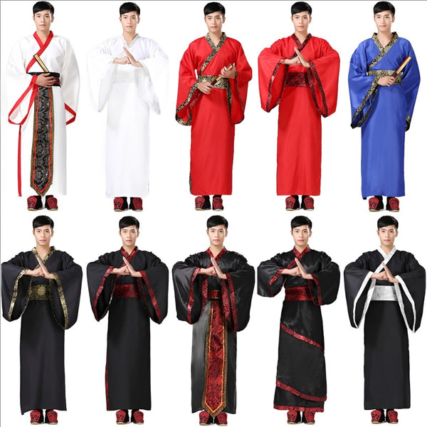 10Color Mens Hanfu Traditional Chinese Clothing Ancient Costume Festival Outfit Stage Performance Clothing Folk Dance Costumes