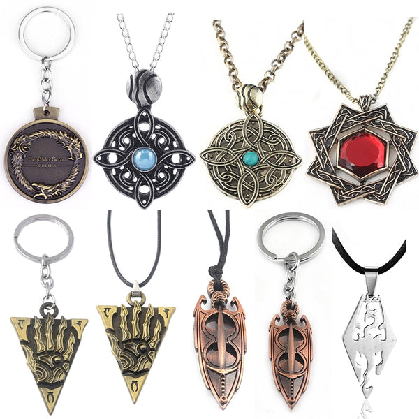 The Elder Scrolls Amulet of Mara Necklace Dinosaur Triangle Cosplay Oblivion Morrowind Amulet Pendant Chokers Gift