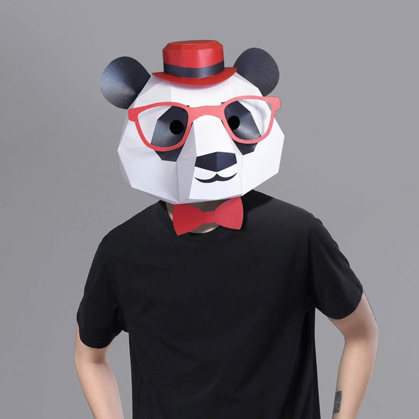 3D Papiermaske Mode Panda Maske Tierkostüm Cosplay DIY Papierhandwerk Modell Maske Weihnachten Halloween Abschlussball Party Geschenk