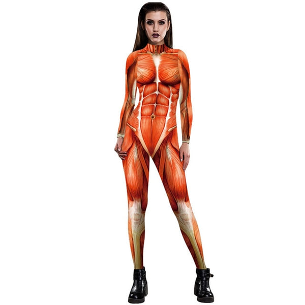 Halloween Cosplay Costumes For Men Women 3D  Attack On Titan Anime Printed Muscle Zentai Bodysuit Jumpsuits