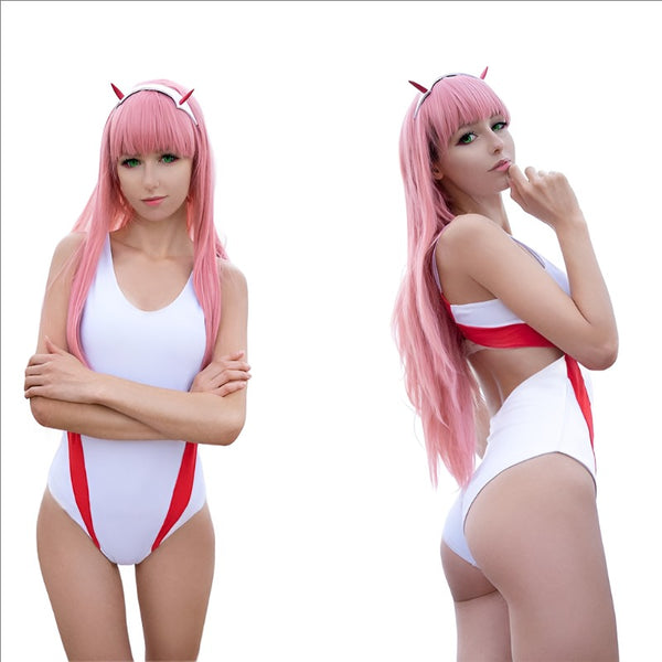 2019 Halloween Anime DARLING in the FRANXX CODE:002 Zero Two Cosplay Costume Sexy Bodysuit For Women Jumpsuit Swimsuit and Wigs