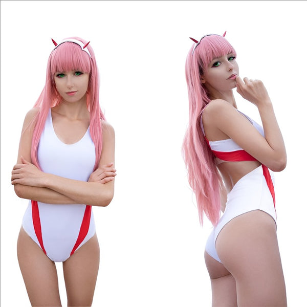 2019 Halloween Anime DARLINGing in the FRANXXnxx CODE 002 Zero Two Cosplay Costume Sexy Bodysuit For Women Jumpsuit Swimsuit and Wigs