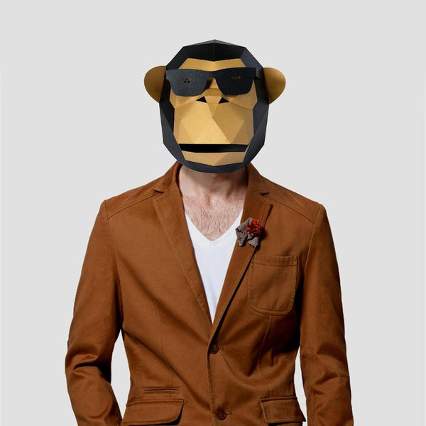3D Paper Mask Fashion Sunglass Gorilla Animal Costume Cosplay DIY Paper Craft Model Mask Christmas Halloween Prom Party Gift
