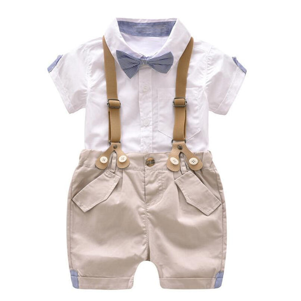 Formal Kids Clothes Toddler Boys Clothing Set Summer Baby Suit Shorts Children Shirt with Collar Wedding Party Costume 1-4 years