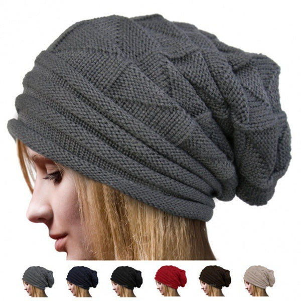 WZCX Solid Color Knitting Hip Hop Fold Girl Beanie Tide Fashion Ski Cap Outdoor Keep Warm Women'S Winter Hat Adult Cap