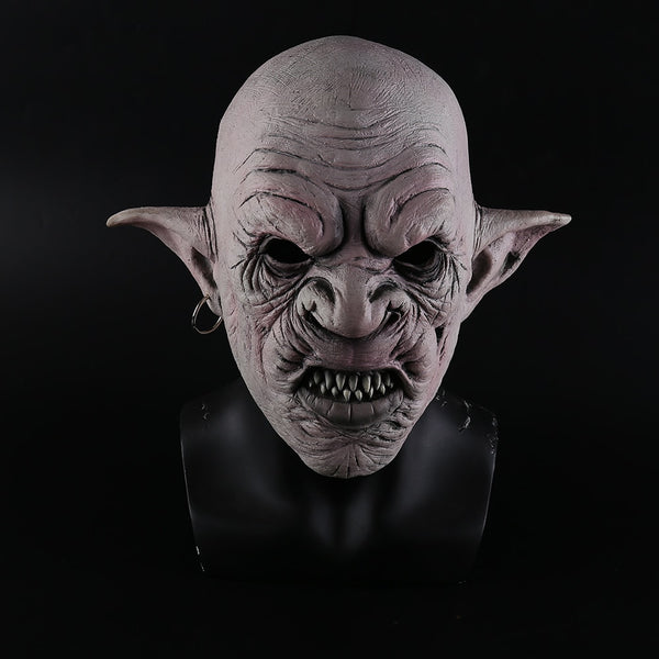 New Cool Goblins Mask with Earrings on the Ear Halloween Horror Mask Creepy Costume Party Cosplay Props Men Latex Scary Mask