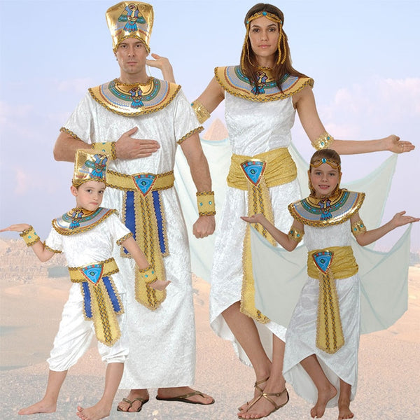 Adult Kids Egypt Nilele Pharaoh Cleopatra Costume for Women Men Boys Girls Family Halloween New Year Party Fancy Dress