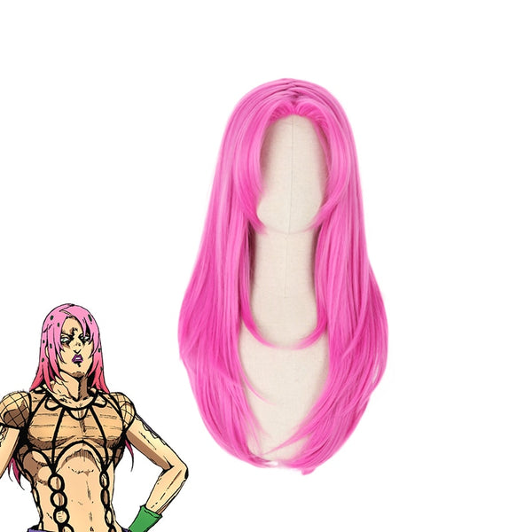 JOJO cos Bizarre Adventure Golden Wind Diavol lo Pink Long Wig Cosplay Costume Heat Resistant Synthetic Hair Men Women Wigs