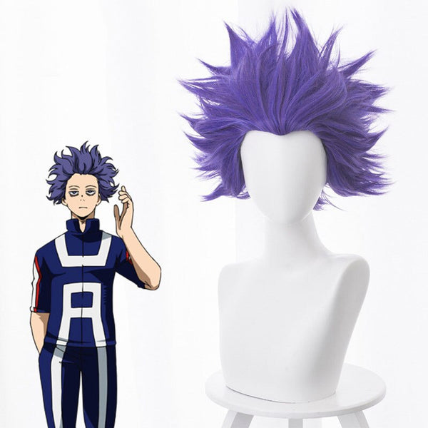 My Hero a Academymy Mind a Man Makes Purple Beauty Tip Explode Head Cosplay Wig Anime Perform Fluffy Curls Short Hair Molding Hair