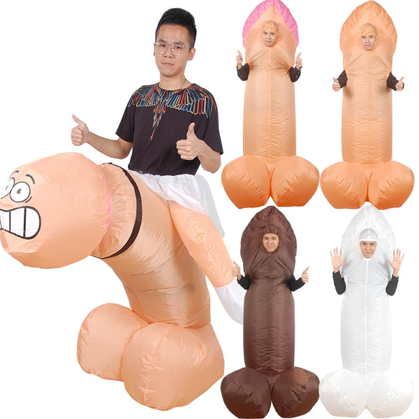 Penis Inflatable costume Cosplay Sexy Funny Blow Up Suit Party costume Fancy Dress Halloween Costume for Adult Dick Jumpsuit