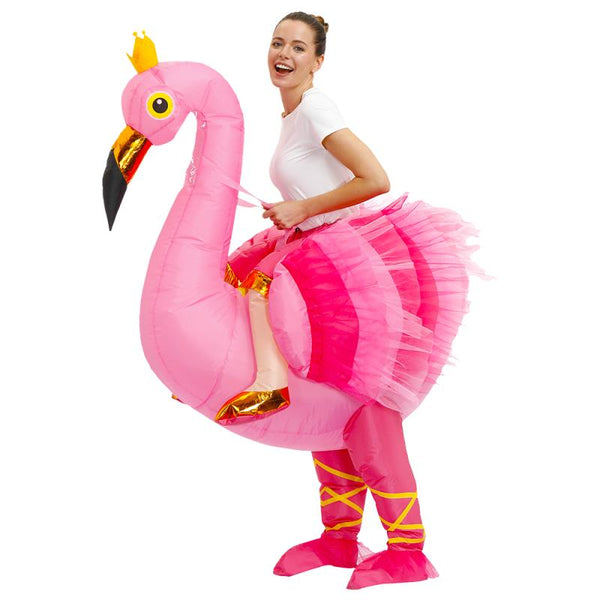Christmas Flamingo Inflatable Costume Halloween Costumes for Men Adult Women Animal Cosplay Inflated Clothes Fantasy Party Dress