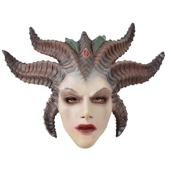 Game Diablo IV Lilith Cosplay Mask Latex Rubber Demon Scary Halloween costume mask Adullt one size