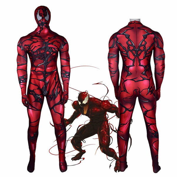 Red Venom Symbiote Cosplay Kostüm Zentai Unisex Bodysuit Carnage 3D gedruckte Erwachsene Kinder einteilige Spandex-Overalls