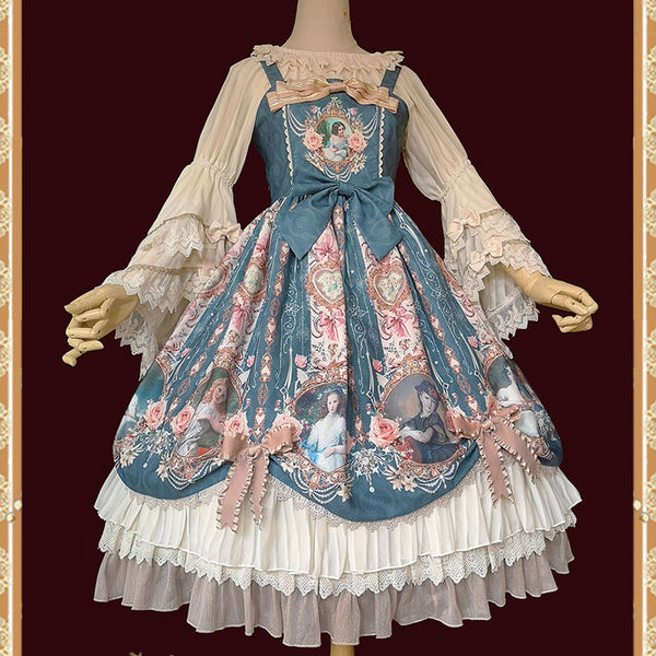 Lady's Portrait ~ Sweet Printed Lolita JSK Dress Midi Party Dress by Infanta