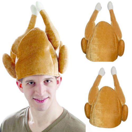 Fashion Turkey Thanksgiving Hat Novelty Cooked Chicken Bird Secret Santa Fancy Dress