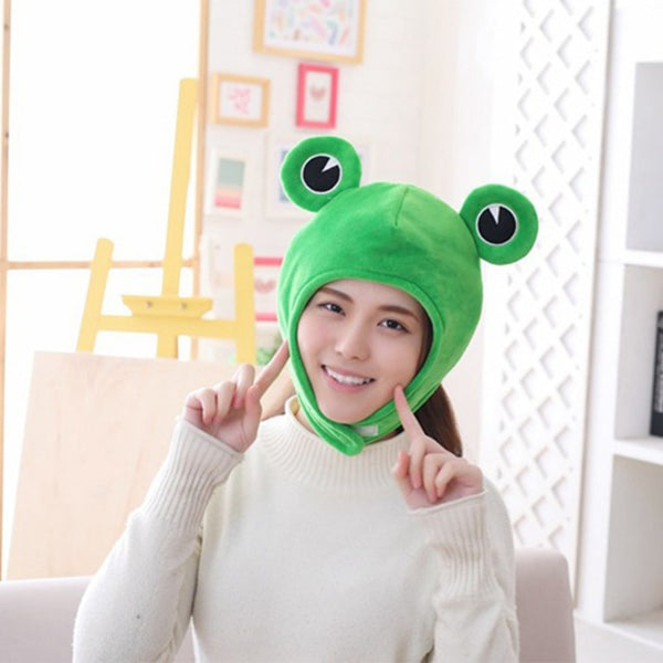 Novelty Funny Big Frog Eyes Cute Cartoon Plush Hat Toy Green Full Headgear Cap Cosplay Costume Party Dress Up Photo Prop