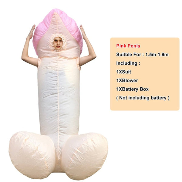 Penis Inflatable Costumes For Adult Sexy Dick Jumpsuit Funny Dress Disfraz Holiday Paty Halloween Anime Cosplay Suit
