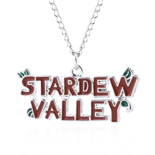 Stardew Valley Letter Pendant Necklace Woman Man Red Art Letter Pendant Necklace Chain Cosplay Jewelry Accessories Gift