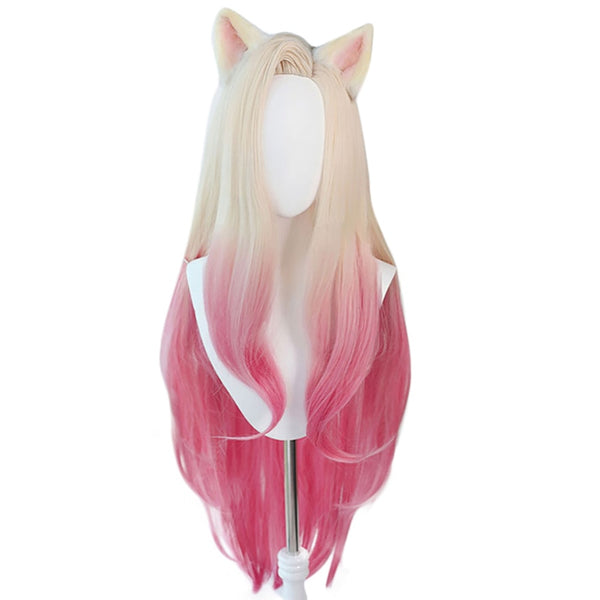 KDAda Baddest Ahriri Cosplay Wigs LOLs KDAda Cosplay Blonde Mixed Pink Heat Resistant Synthetic Hair Pelucas