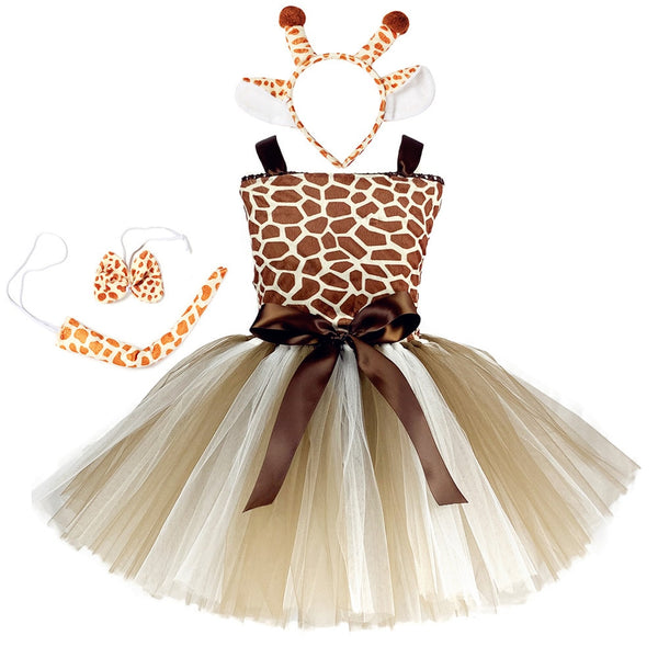 1Set Giraffe Mädchen Tutu Kleid Outfit Zoo Tier Kind Weihnachten Kostüme Kleinkind Baby Mädchen Leistung Geburtstag Dschungel Party Kleid