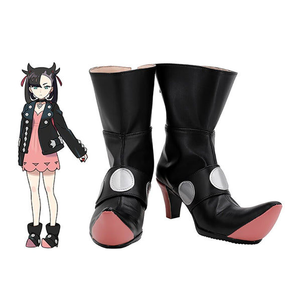 PokemonN Sword/Shield Mamie Cosplay Boots Black High Heel Shoes Custom Made for Halloween Party Cosplay Accessories