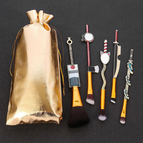 5pcs Makeup Brush Set Anime Demons cos Slayerer Makeup Brush Tool Face Cosmetic Powder Highlight Blending Eyebrow Eyeshadow Brush Kit
