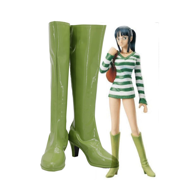 One P Piece Nicoco Robinin Cosplay Boots Green High Heel Shoes Custom Made for Unisex Halloween Comic-con Cosplay Accessories