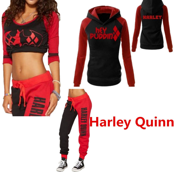 Harleen Quinzel Ladies Cosplay Costumes Hoodies Sweatshirts T-shirt Top Joggers Trousers Sport Gym Pants Tracksuit