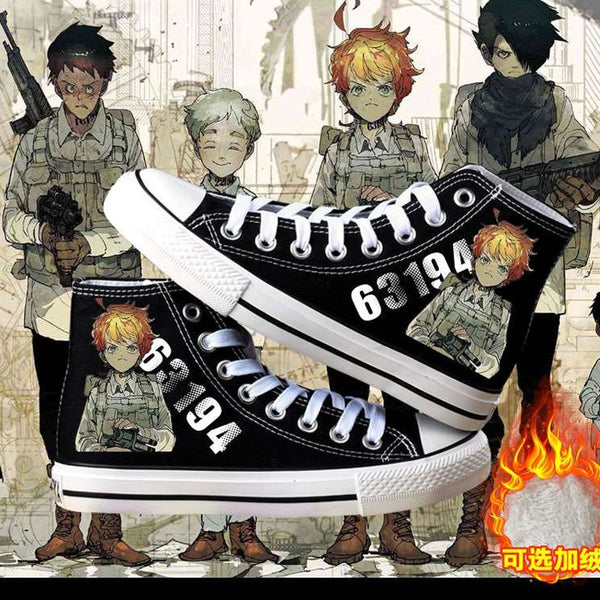 The Promised Anime Neverland Emma Cosplay Canvas shoes  Girls & Boys Casual High Shoes Casual Breathable Couple Flat Shoes