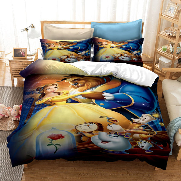 Beauty and the Beast Snow White King Princess Bedding set Quilt Duvet Cover for Kids Bedroom Decor Single Bed Linens King set