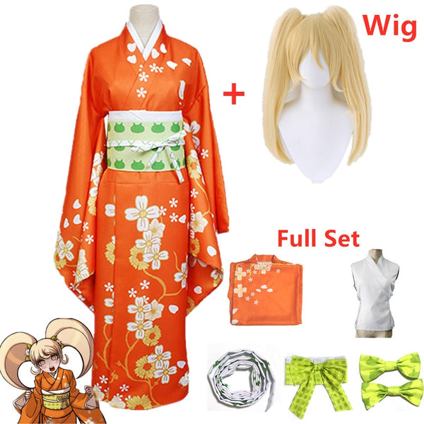 Anime Super Danganronpapa 2 Hiyokoko Saionjiji Kimono Cosplay Costume Adult Women Orange Dress Kimono Halloween Clothing Kostuums