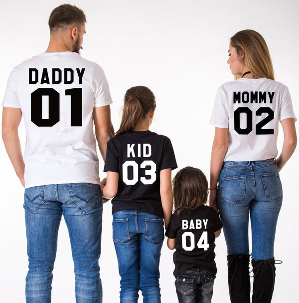 Family Matching Clothes Family Look Cotton Tshirt DADDY MOMMY KID BABY Funny Letter Print Number Tops Tees Summer Fashion tshirt